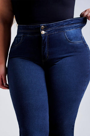 Calça Jeans Modeladora Wide Leg Cintura Perfeita Cós Alto