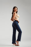 Calça Jeans Modeladora Azul Marinho Reta Cós Alto