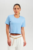 Camiseta Cropped Algodão Pima Azul