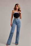 Calça Jeans Modeladora Wide Leg Basic Cós Super Alto