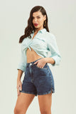 Shorts Jeans Modelador Basic Escuro Cós Super Alto