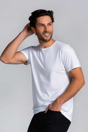 Camiseta Masculina PIMA Gola Redonda Branca