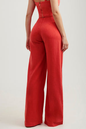 Calça Ultra Premium Pantalona Vermelha Vibrante