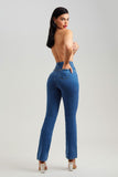 Calça Jeans Modeladora Reta Clássica Cós Super Alto