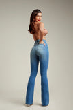 Calça Jeans Modeladora Boot Cut Basic Cós Alto