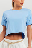 Camiseta Cropped Algodão Pima Azul