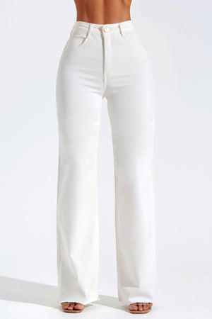 Calça Jeans Modeladora Wide Leg Off White