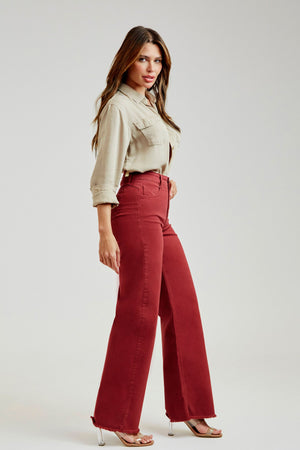 Calça Jeans Modeladora Wide Leg Red Cherry Cós Super Alto