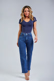 Calça Jeans Modeladora Escura Reta