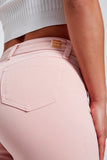 Calça Jeans Modeladora Wide Leg Rosa Cós Super Alto