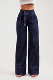 Calça Jeans Modeladora Wide Leg com Cinto