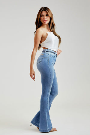 Calça Jeans Modeladora Apaixonante Flare Cós Alto