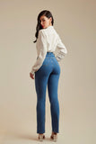 Calça Jeans Modeladora Reta Clássica Cós Super Alto