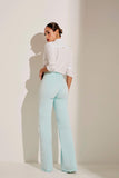 Calça Jeans Modeladora Wide Leg com Fenda Aqua Cós Super Alto