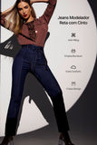 Calça Jeans Modeladora Reta com Cinto Cós Super Alto