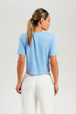 Camiseta Cropped Algodão Pima Azul