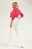 Calça Jeans Modeladora Wide Leg Off White Cós Super Alto