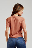 Camiseta Cropped Algodão Pima Marrom