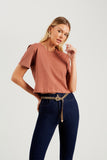 Camiseta Cropped Algodão Pima Marrom