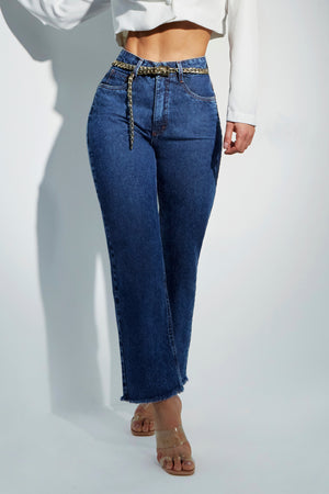 Calça Jeans Modeladora Escura Reta