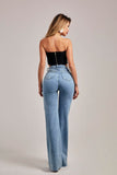 Calça Jeans Modeladora Wide Leg Basic Cós Super Alto