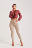 Calça Jeans Modeladora Nude Skinny Cós Alto