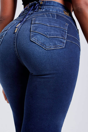 Calça Jeans Modeladora Wide Leg Cintura Perfeita Cós Alto