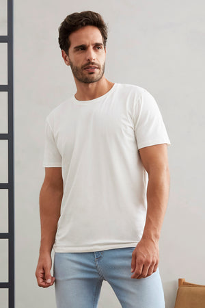 Camiseta Masculina Slim Algodão Egípcio Off White