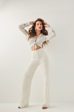 Calça Jeans Modeladora Wide Leg Off White