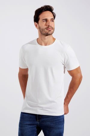 Camiseta Masculina Slim Algodão Egípcio Off White