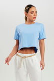 Camiseta Cropped Algodão Pima Azul