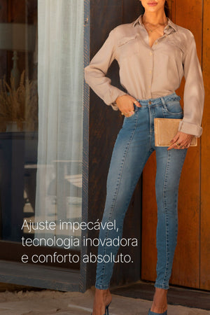 Calça Jeans Modeladora Apaixonante Skinny Cós Alto