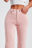 Calça Jeans Modeladora Wide Leg Rosa Cós Super Alto