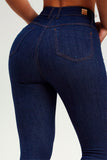 Calça Jeans Modeladora Revolucionária Escura Flare Cós Super Alto