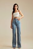 Calça Jeans Modeladora Wide Leg Basic Cós Super Alto