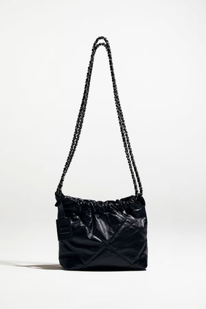 Bolsa Hobo de Couro Preta