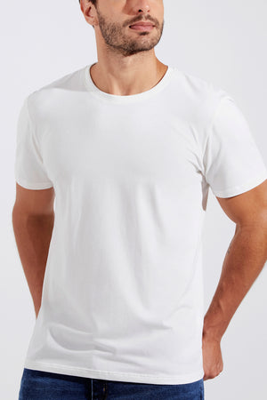 Camiseta Masculina Slim Algodão Egípcio Off White