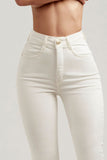 Calça Jeans Modeladora Skinny Off White Cós Alto