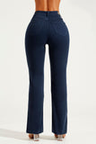 Calça Jeans Modeladora Azul Marinho Reta Cós Alto