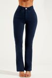 Calça Jeans Modeladora Azul Marinho Reta Cós Alto