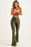 Calça Ultra Modeladora Glam Flare Verde Militar Cós Alto