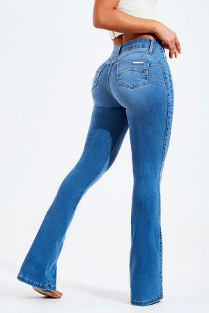 Calça Jeans Modeladora Mega Bumbum Flare Cós Médio