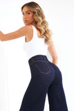 Calça Jeans Ultra Modeladora Pantalona Cós Super Alto