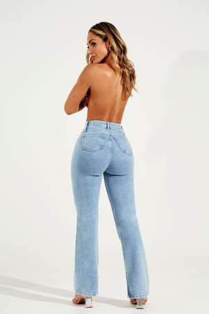 Calça Jeans Modeladora Reta Basic Cós Super Alto