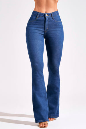 Calça Jeans Ultra Modeladora Flare Jeans Médio Cós Médio