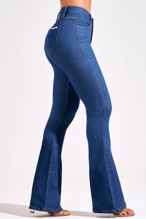 Calça Jeans Ultra Modeladora Flare Jeans Médio Cós Médio