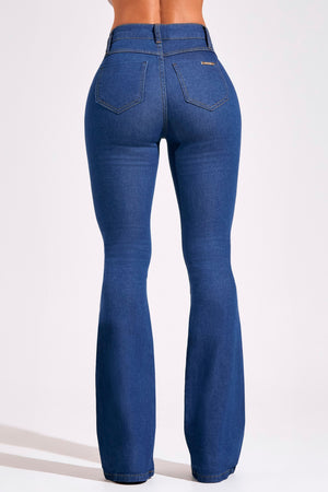 Calça Jeans Ultra Modeladora Flare Jeans Médio Cós Médio