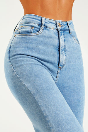 Calça Jeans Modeladora Wide Leg Basic Cós Super Alto