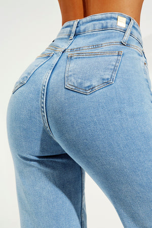 Calça Jeans Modeladora Wide Leg Basic Cós Super Alto
