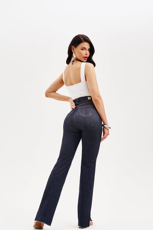 Calça Jeans Modeladora Wide Leg Fantástica Cós Super Alto